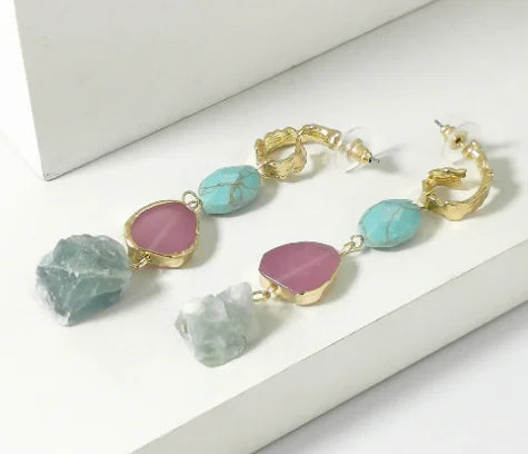 Pendientes Largos de Piedra para Mujer - Directos de Fábrica